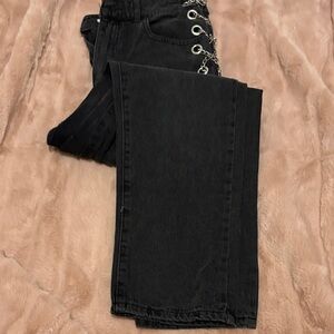 Forever 21 Black Boyfriend Jeans with Chain Accents